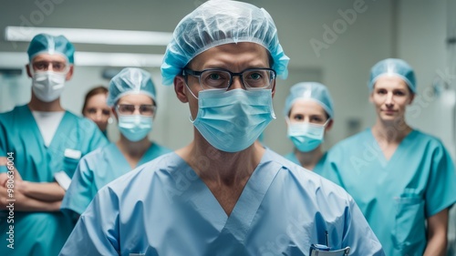 Surgeons in the operating room and the operating team preparing to perform a medical procedure.