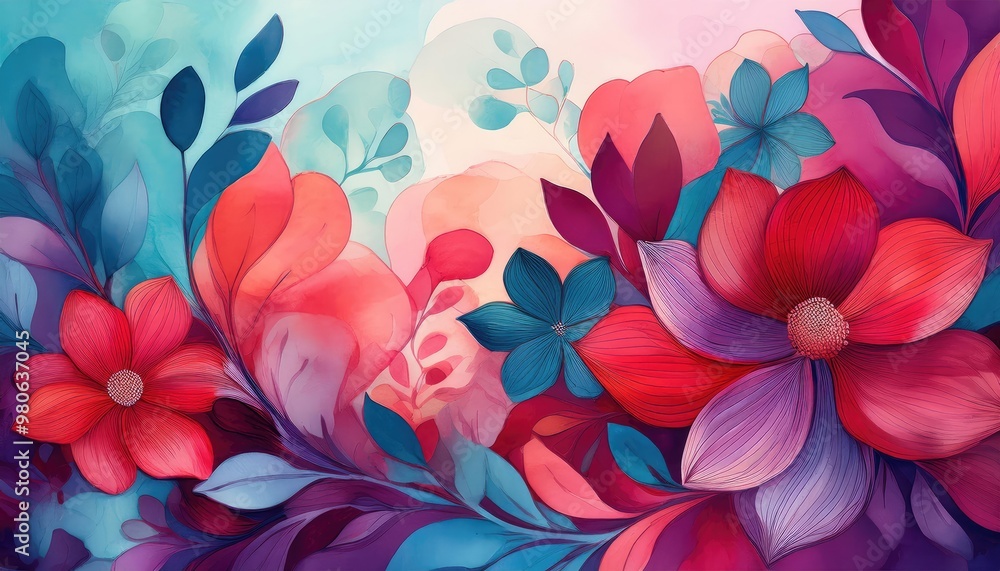 Vibrant floral art with red flowers Vibrant floral art with red flowers