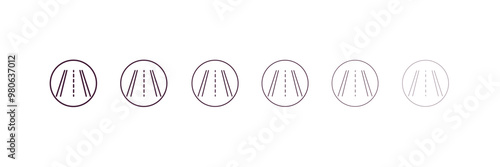 highway outline icon. Linear vector from traffic signs concept. 6 different line style highway icon included thin, light, regular, medium, bold, black