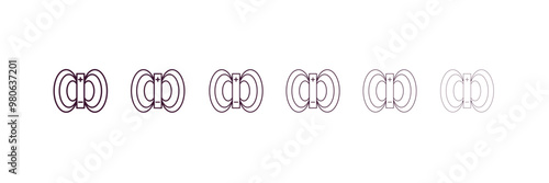 magnetic field outline icon. Linear vector from traffic signs concept. 6 different line style magnetic field icon included thin, light, regular, medium, bold, black