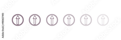 ahead only sign outline icon. Linear vector from traffic signs concept. 6 different line style ahead only sign icon included thin, light, regular, medium, bold, black