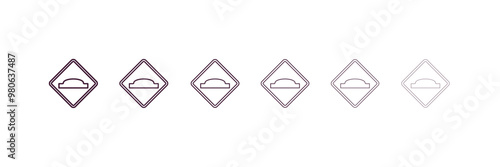 bump sign outline icon. Linear vector from traffic signs concept. 6 different line style bump sign icon included thin, light, regular, medium, bold, black