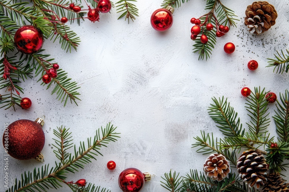 christmas background with christmas tree branches and balls christmas background with christmas tree branches and balls