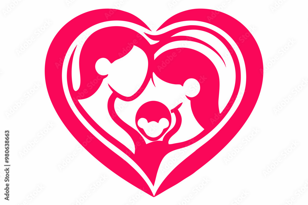 vector logo featuring a stylized depiction of a family within a heart shape vector logo featuring a stylized depiction of a family within a heart shape
