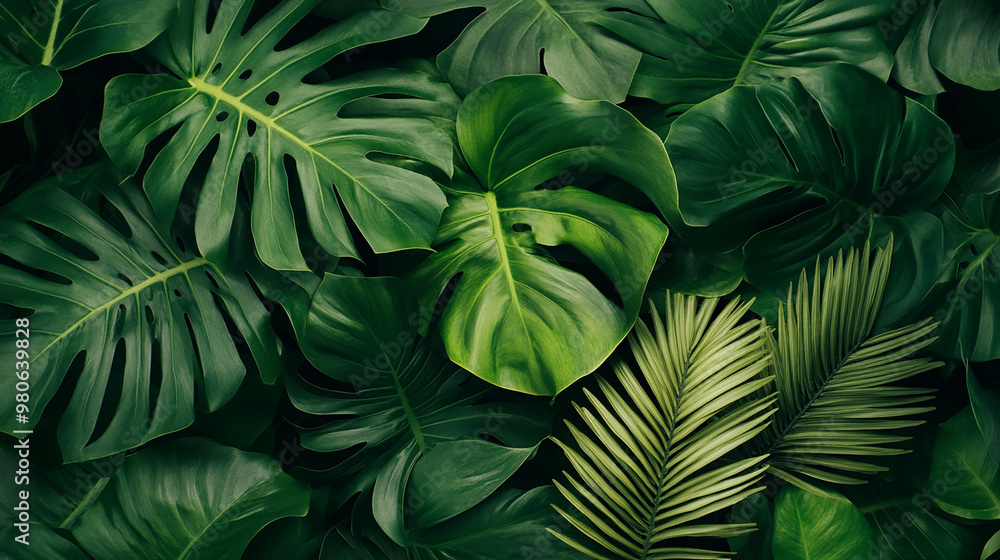 Tropical green leaves background Tropical green leaves background