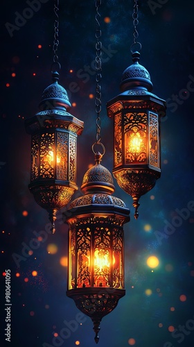 Ramadan Kareem greeting card with ornamental 