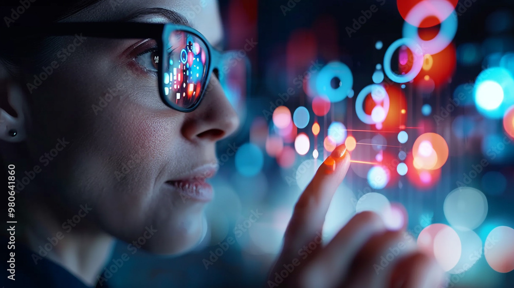 © Hamid - A businessperson analyzing holographic charts and conducting market analysis