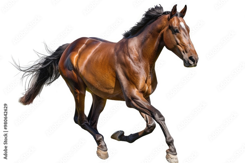 Obraz premium Bay sport horse isolated on white background