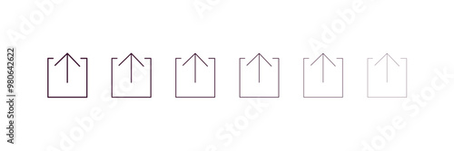 curved downward arrow outline icon. Linear vector from user interface concept. 6 different line style curved downward arrow icon included thin, light, regular, medium, bold, black