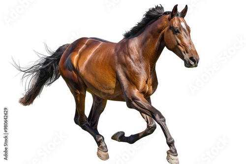 Bay sport horse isolated on white background