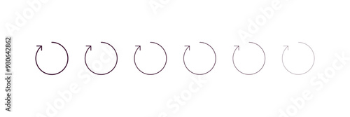 turn up arrow outline icon. Linear vector from user interface concept. 6 different line style turn up arrow icon included thin, light, regular, medium, bold, black