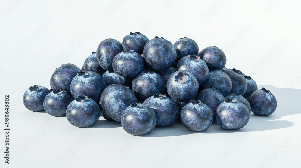Freshly picked blueberries arranged in a neat pile, with soft shadows highlighting their natural texture. Freshly picked blueberries arranged in a neat pile, with soft shadows highlighting their natural texture.