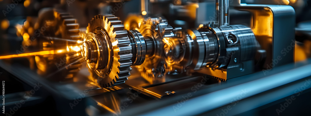 High-Tech Industrial Machine with Illuminated Gears
