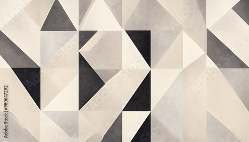 Clean, sharp geometric patterns in neutral tones, giving off a sleek, modern vibe