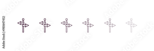 road signposts outline icon. Linear vector from user interface concept. 6 different line style road signposts icon included thin, light, regular, medium, bold, black
