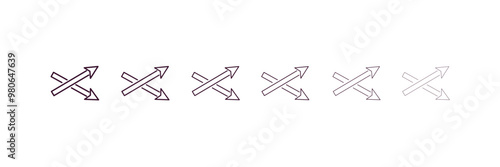 crossover outline icon. Linear vector from user interface concept. 6 different line style crossover icon included thin, light, regular, medium, bold, black