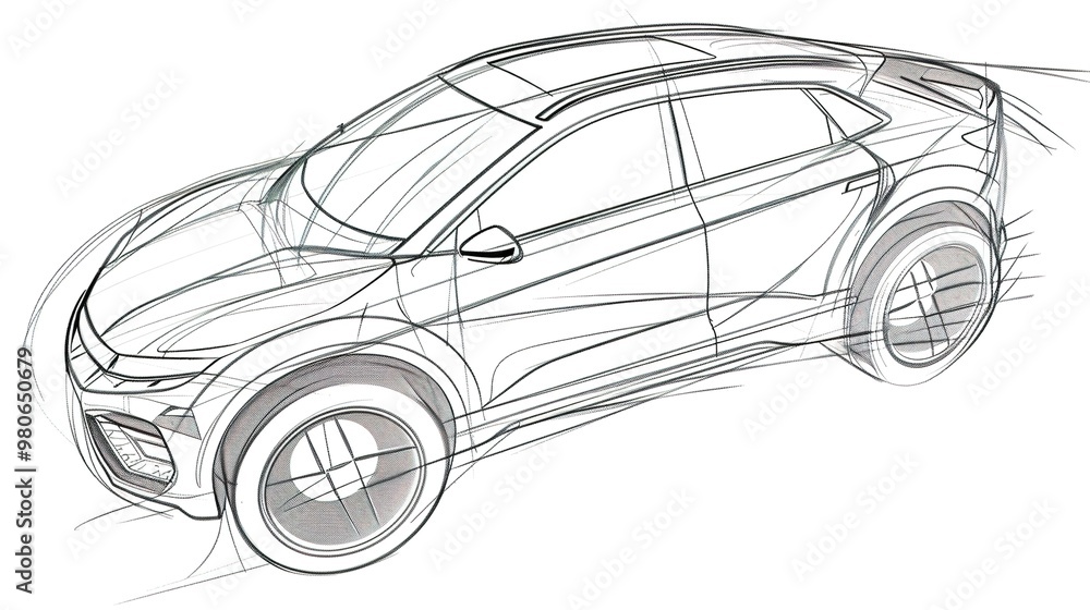 Fototapeta premium Car Concept Architect Blueprint