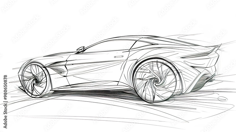 Fototapeta premium Car Concept Architect Blueprint