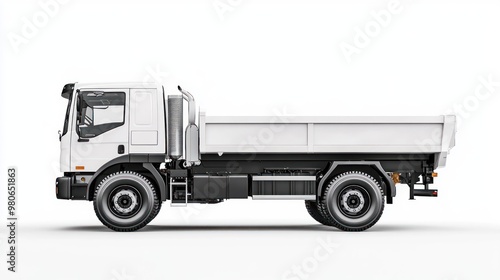 White Dump Truck on White Background