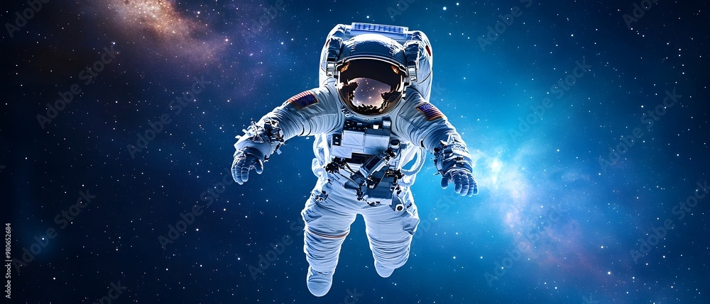 An astronaut floats in the vastness of space, surrounded by stars and cosmic colors, symbolizing exploration and adventure. An astronaut floats in the vastness of space, surrounded by stars and cosmic colors, symbolizing exploration and adventure.