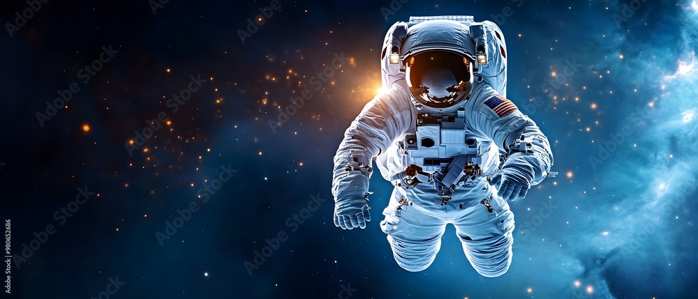 An astronaut floats in the vastness of space, surrounded by stars and cosmic wonders, representing exploration and adventure. An astronaut floats in the vastness of space, surrounded by stars and cosmic wonders, representing exploration and adventure.