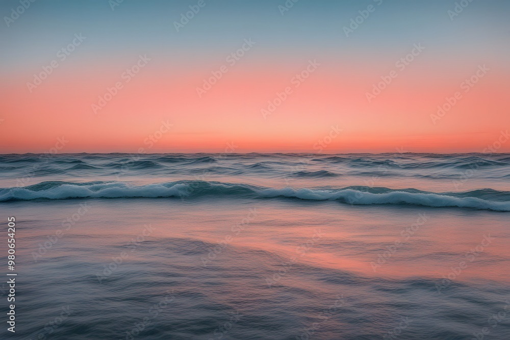 Calming ocean sunset gradient with soft coral peach and light blue, Ai Generated Calming ocean sunset gradient with soft coral peach and light blue, Ai Generated