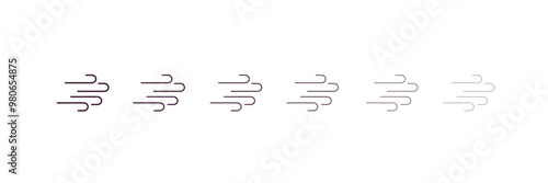 gust outline icon. Linear vector from weather concept. 6 different line style gust icon included thin, light, regular, medium, bold, black