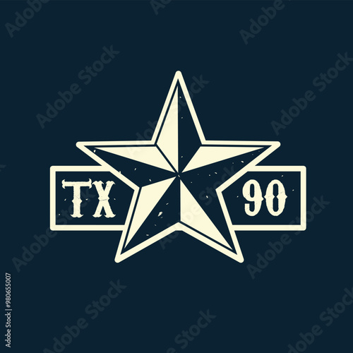 Vintage Texas Star Logo with Distressed TX 90 Design