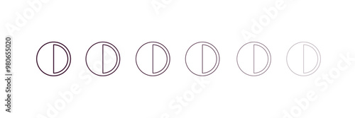 last quarter outline icon. Linear vector from weather concept. 6 different line style last quarter icon included thin, light, regular, medium, bold, black