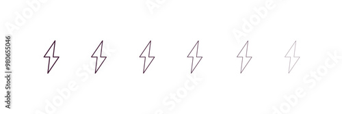 light bolt outline icon. Linear vector from weather concept. 6 different line style light bolt icon included thin, light, regular, medium, bold, black