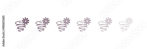 tropical cyclone outline icon. Linear vector from weather concept. 6 different line style tropical cyclone icon included thin, light, regular, medium, bold, black