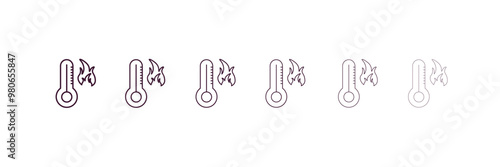 warm outline icon. Linear vector from weather concept. 6 different line style warm icon included thin, light, regular, medium, bold, black