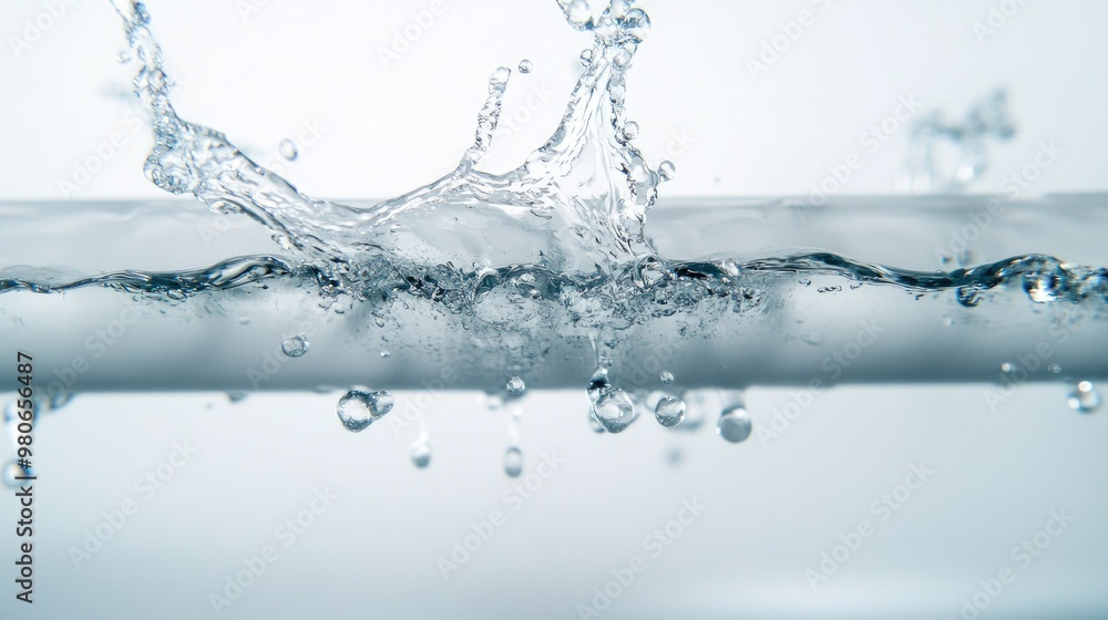 Image of water gushing from a cracked PVC pipe, showcasing a leak and plumbing failure against a clean white background Image of water gushing from a cracked PVC pipe, showcasing a leak and plumbing failure against a clean white background