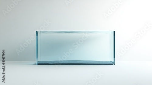 A rectangular glass aquarium devoid of water or fish, centered on a plain white background.