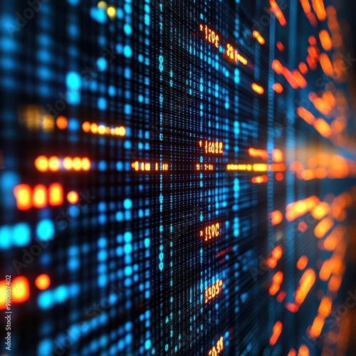 Wallpaper Mural Conceptual stock market ticker with numbers flashing rapidly, background of abstract data streams, [ticker chaos], [market fluctuation visualization] Torontodigital.ca