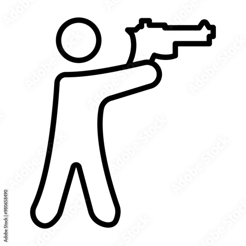 Shooting in standing position icon style