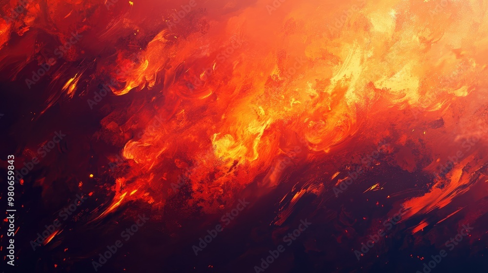 Fototapeta premium An inferno of flames blazing in the background, with red and orange hues capturing the fierce heat of the fire.