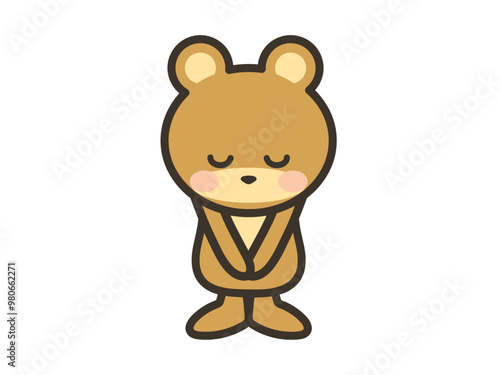 頭を下げて謝るかわいいくまさんのイラスト