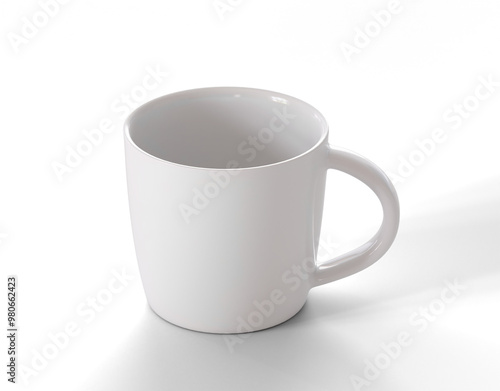 White ceramic Cup on a transparent background close up