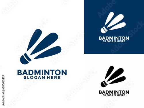Badminton logo design icon .Badminton sport logo template vector, Sport club badminton logo with shuttlecock concept