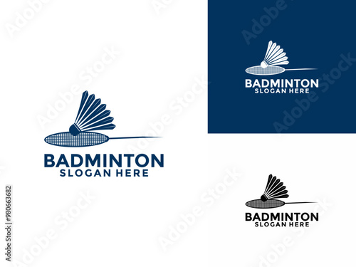 Badminton logo design icon .Badminton sport logo template vector, Sport club badminton logo with shuttlecock and racket concept