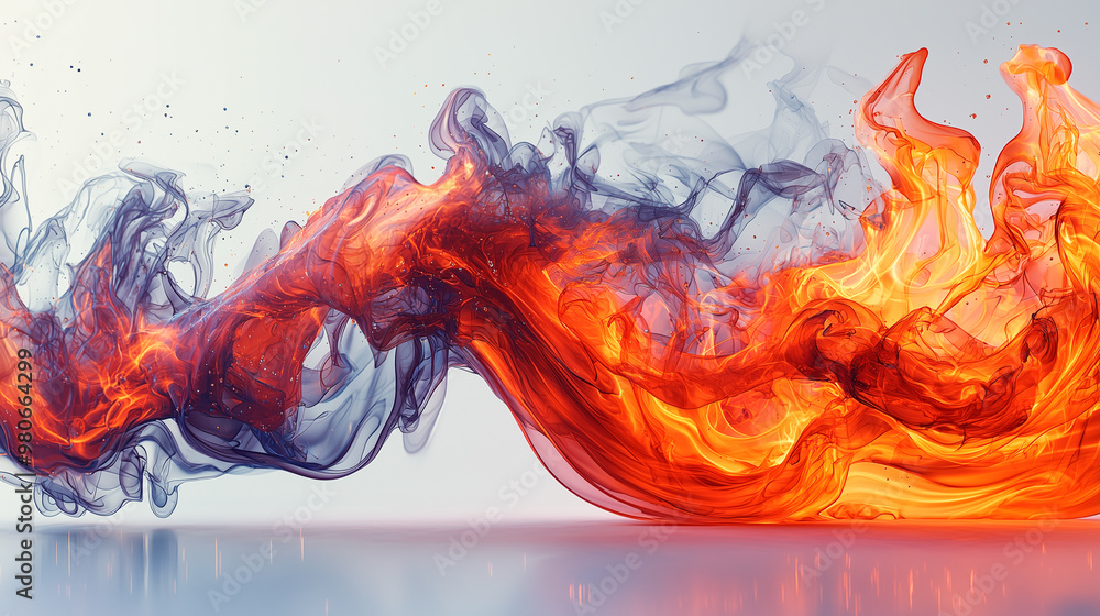 Fototapeta premium Fiery Wave of Orange and Yellow Energy in Abstract Motion