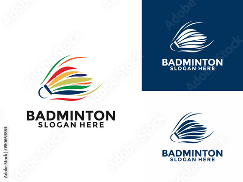 Badminton logo design icon .Badminton sport logo template vector, Sport club badminton logo with shuttlecock concept