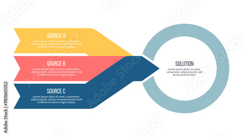 Business infographic template. Arrow chart with 3 options, steps. Vector chart.