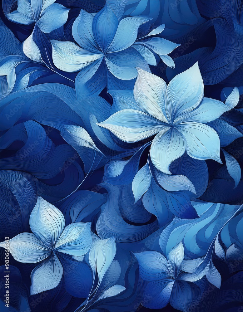 Blue floral abstract art Blue floral abstract art