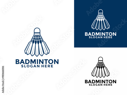 Badminton logo design icon .Badminton sport logo template vector, Sport club badminton logo with shuttlecock concept