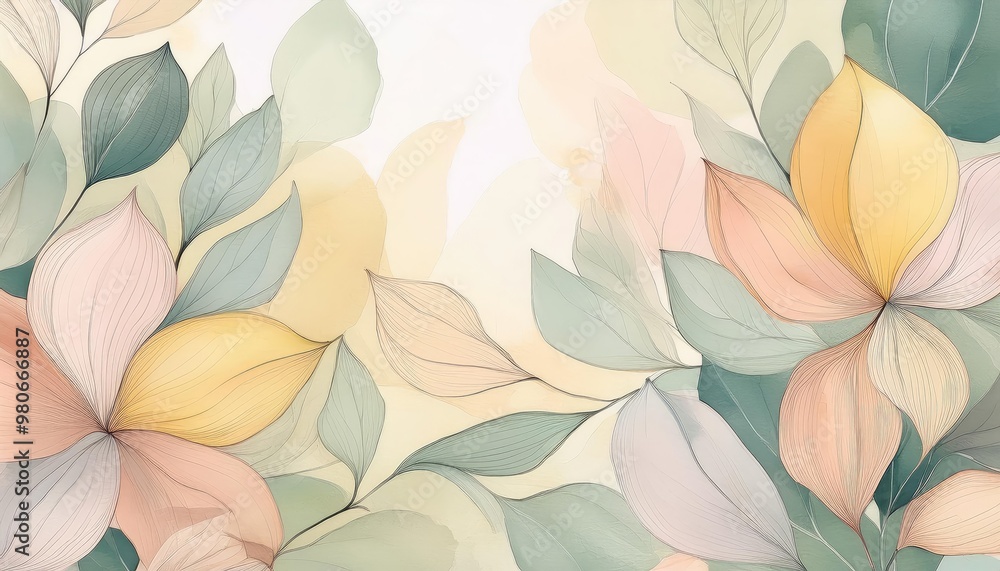 Abstract floral design in soft hues. Abstract floral design in soft hues.