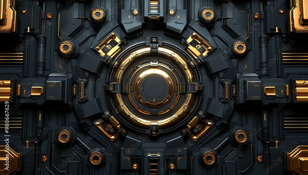 Fototapeta premium Abstract Futuristic Black and Gold Geometric Pattern
