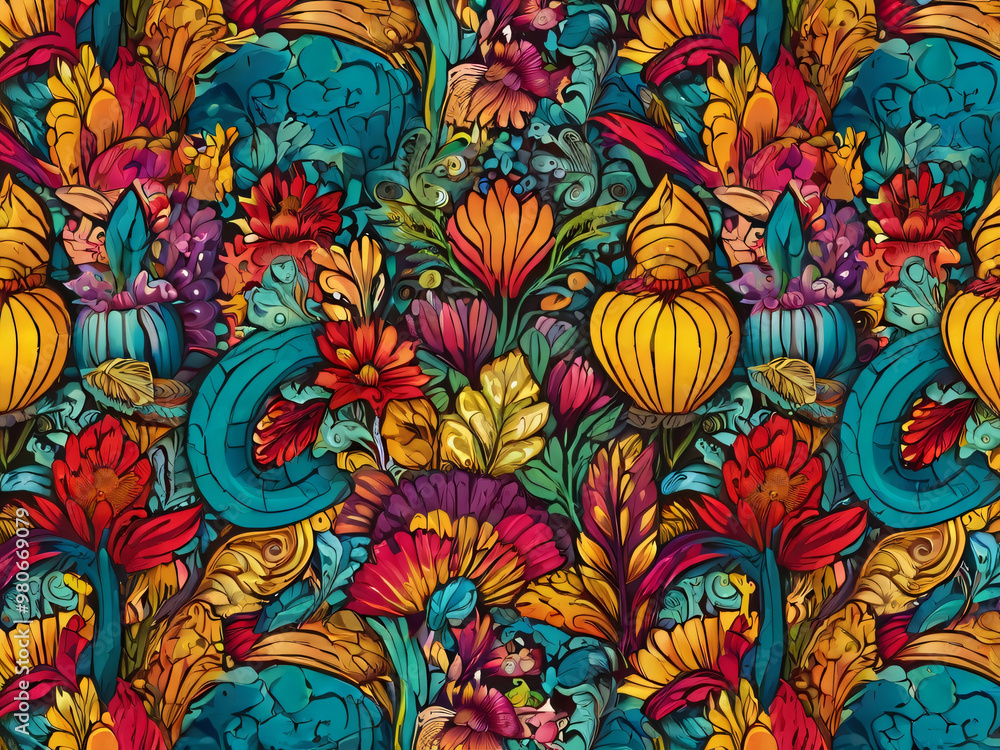 Fototapeta premium colorful art flower pattern