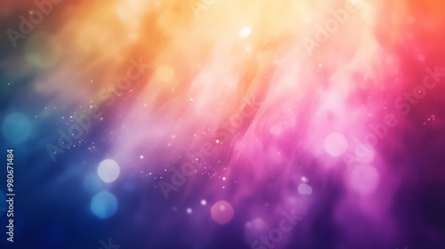 Abstract colorful background with a gradient of yellow, orange, pink, and blue.